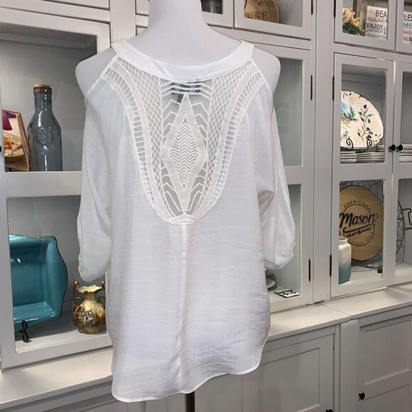 By&By Pleated Front-Cold Shoulder-Lace Back Top - Picture 3 of 5